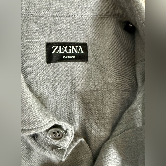 EUC 💎 ZEGNA Cashco Premium Cotton-Cashmere Shirt Gray Long Sleeve Luxury M - Picture 3 of 11